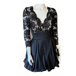Betsy & Adam Black Lace & Taffeta Bubble Skirt Dress NWT Size 8